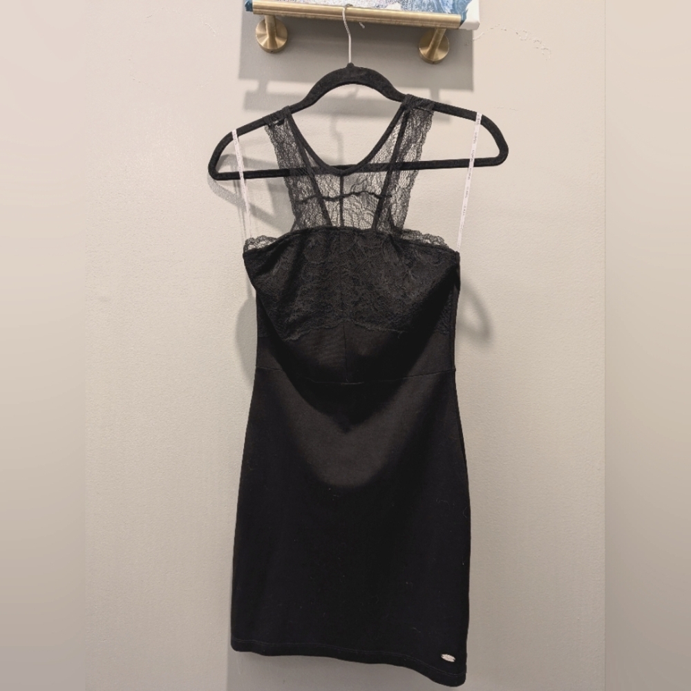 GUESS Brand Little Black Dress with Lace-Detailed Neckline - size Small